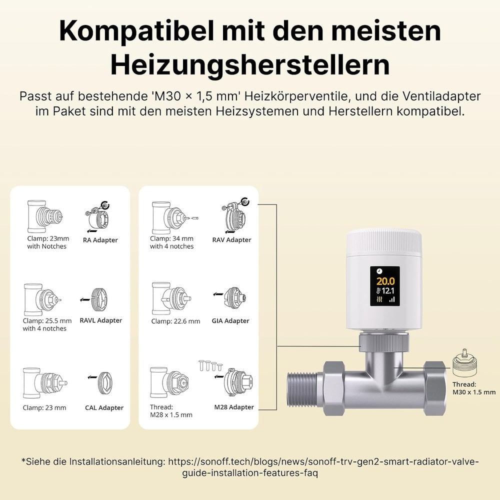 Sonoff TRV-ZBT Gen2 Zigbee 3.0 Smart Heizkörperthermostat Regler Radiator Valve