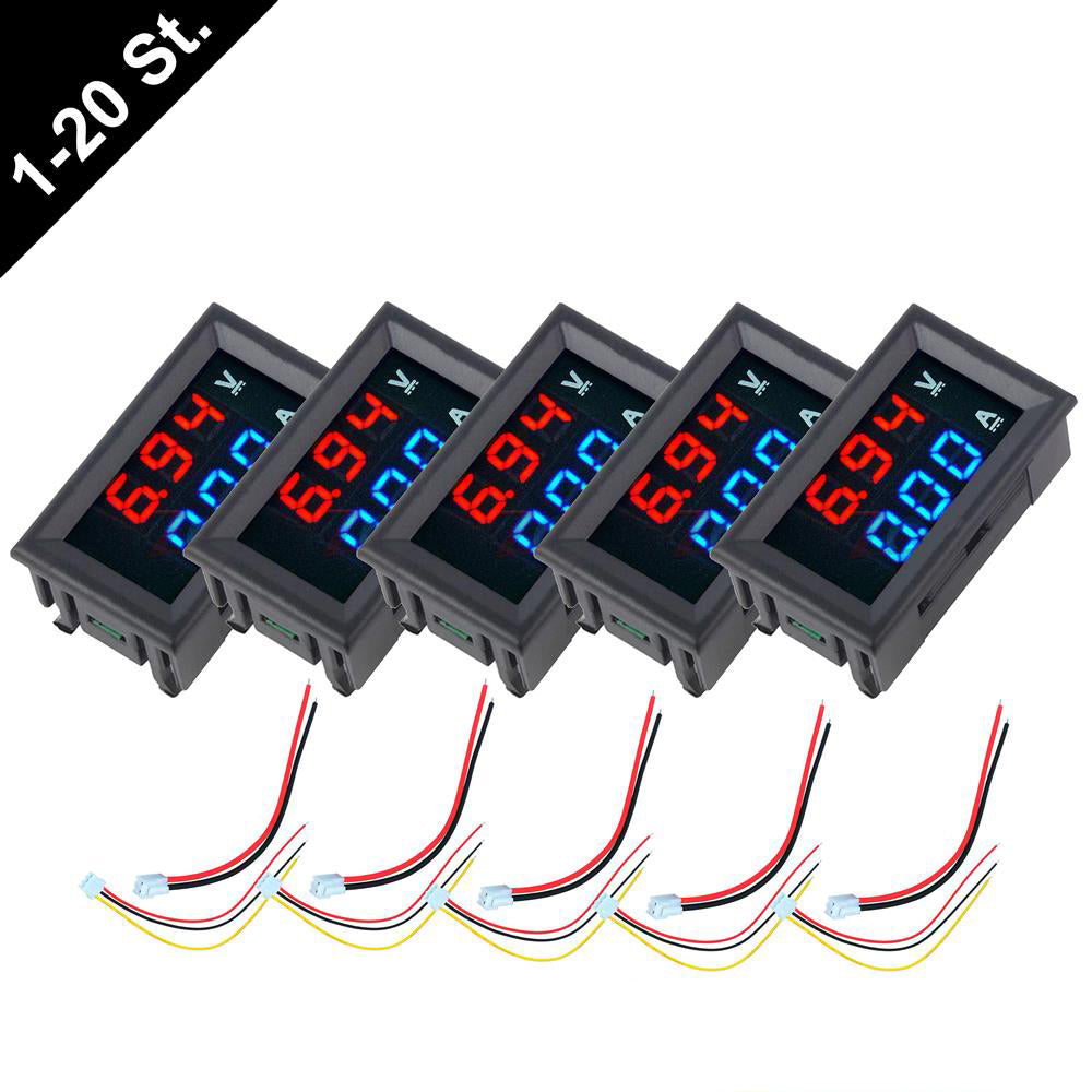 Geekcreit Mini Digital Voltmeter Amperemeter DC 100V 10A Blau + Rot Dual LED