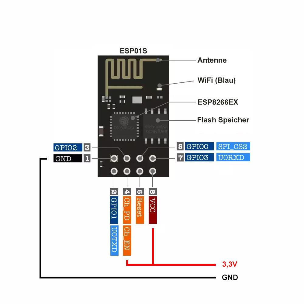 ESP-01S ESP8266 Programmierer Adapter WiFi Modul Arduino IDE, IoT, Tasmota 15