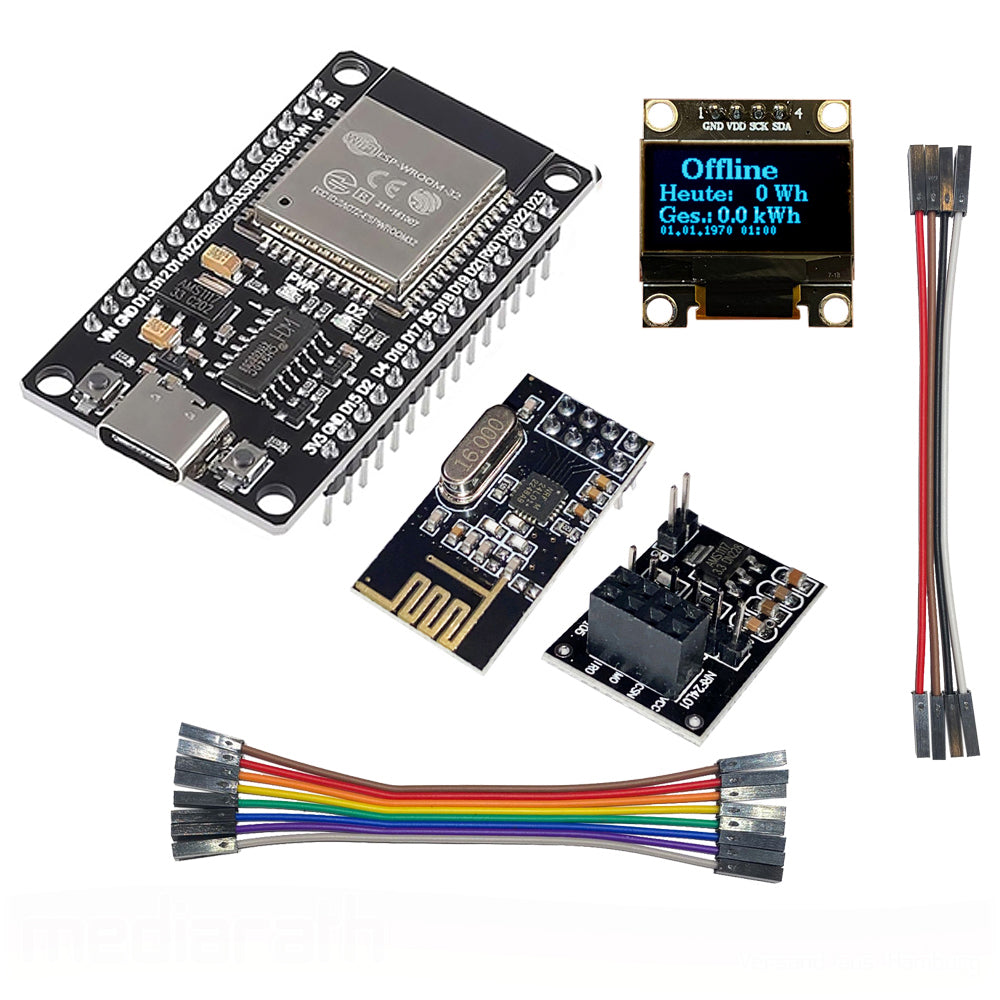 OpenDTU Hoymiles DIY Kit Display SSD1306 + ESP32 + NRF24L01Plus + Socket + Kabel