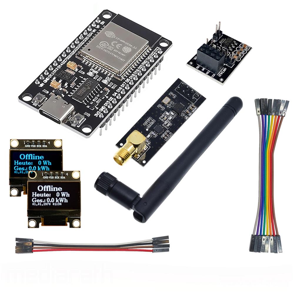 OpenDTU Hoymiles DIY Kit Display SSD1306 ESP32 NRF24L01+ Antenne Socket Kabel