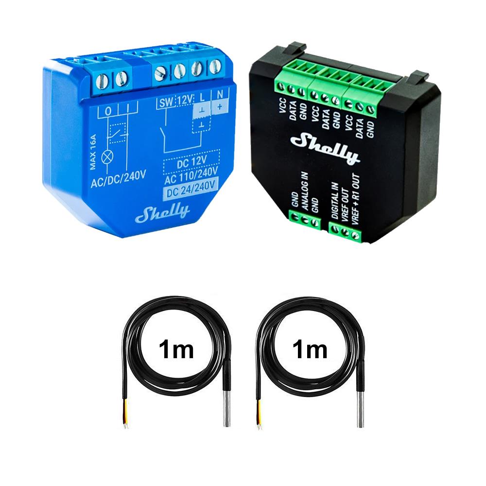 Shelly Plus 1 16A DC-AC Smart WiFi Relais opt. Plus Addon & DS18B20 Temp Sensor