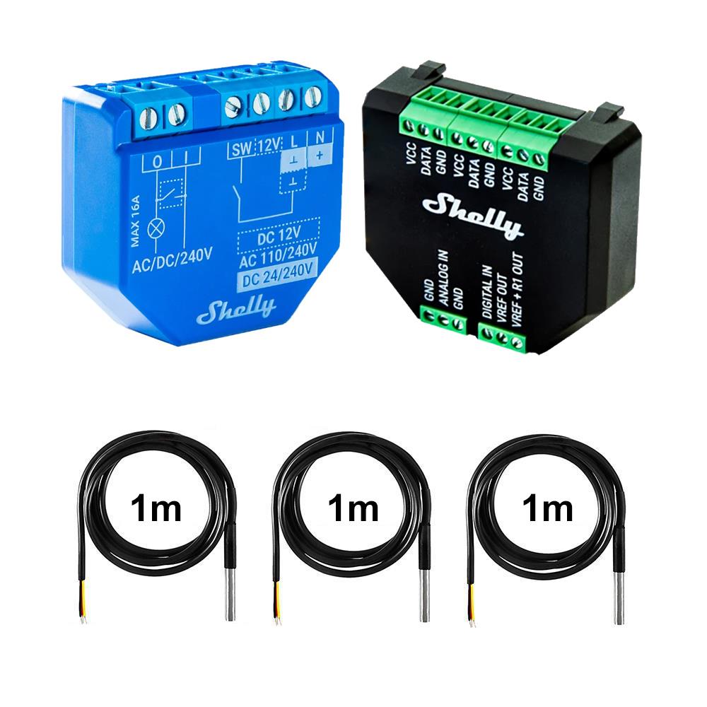 Shelly Plus 1 16A DC-AC Smart WiFi Relais opt. Plus Addon & DS18B20 Temp Sensor