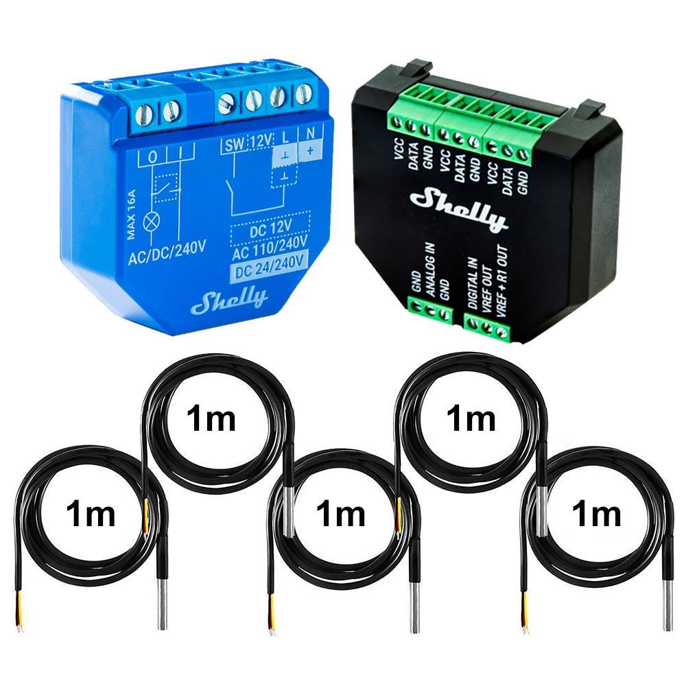 Shelly Plus 1 16A DC-AC Smart WiFi Relais opt. Plus Addon & DS18B20 Temp Sensor