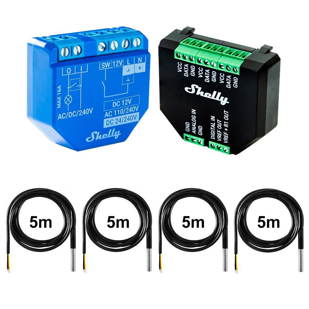 Shelly Plus 1 16A DC-AC Smart WiFi Relais opt. Plus Addon & DS18B20 Temp Sensor