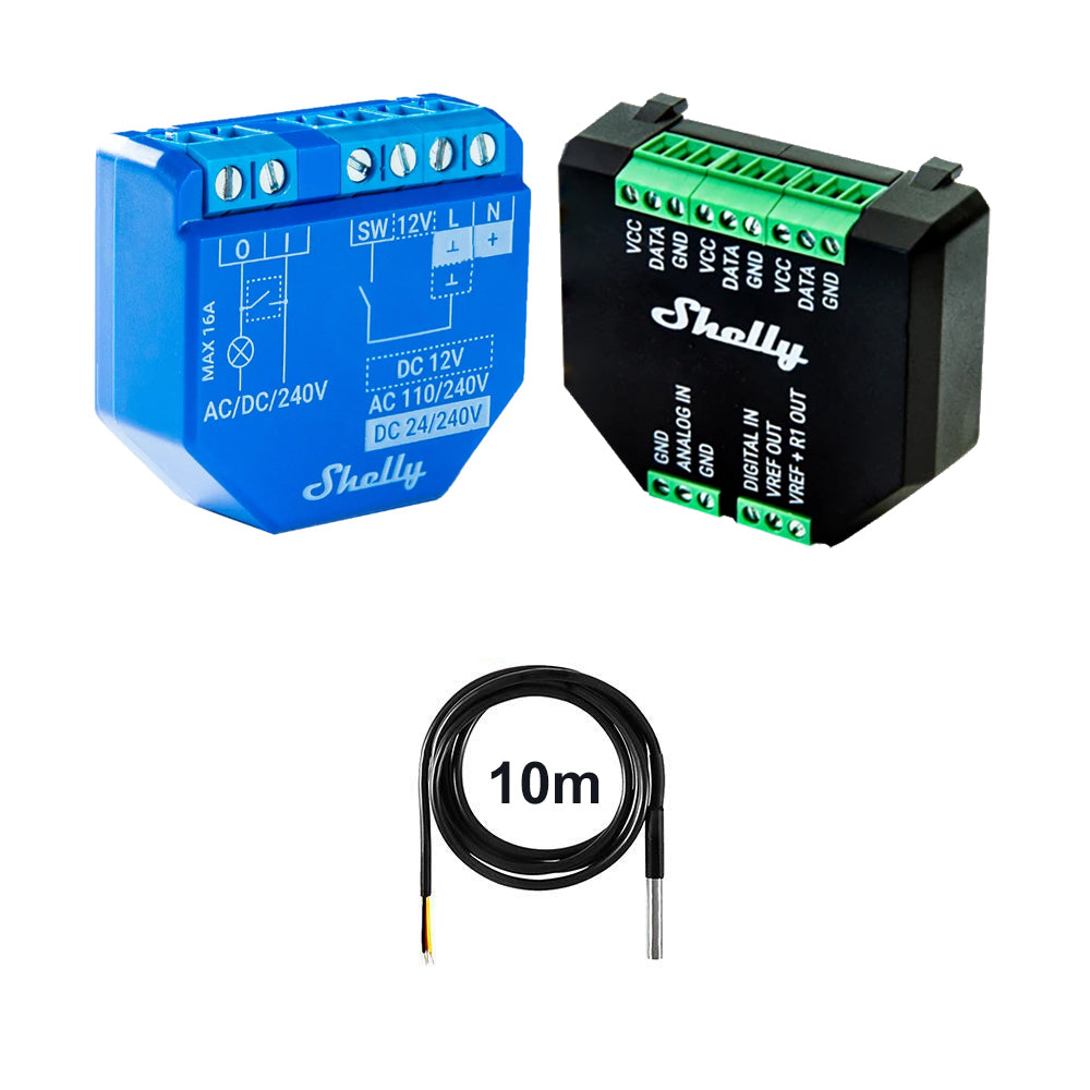 Shelly Plus 1 16A DC-AC Smart WiFi Relay opt. Plus Addon & DS18B20 Temp Sensor