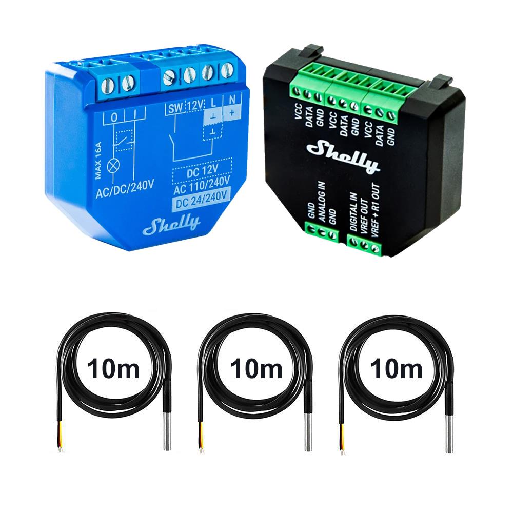 Shelly Plus 1 16A DC-AC Smart WiFi Relais opt. Plus Addon & DS18B20 Temp Sensor