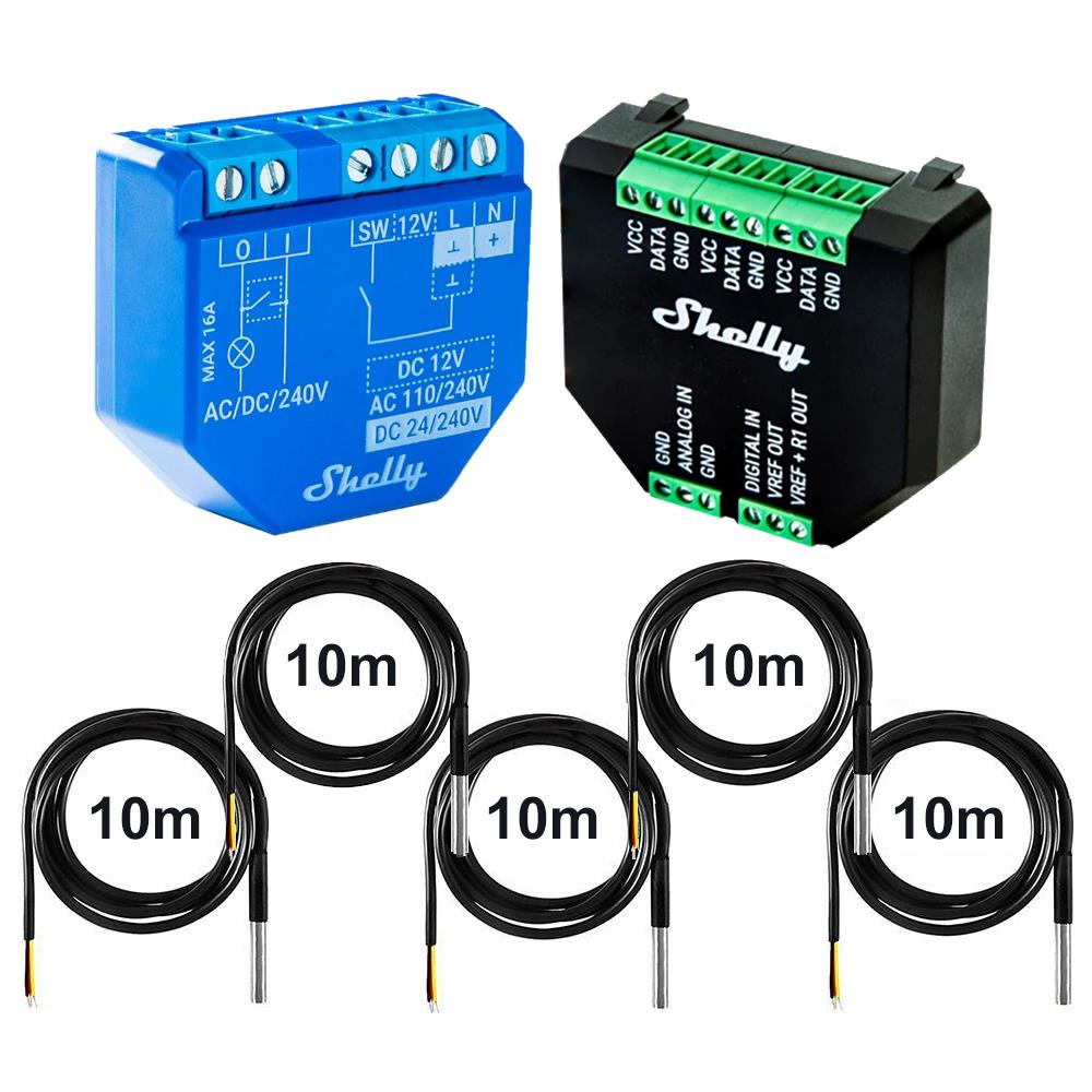Shelly Plus 1 16A DC-AC Smart WiFi Relais opt. Plus Addon & DS18B20 Temp Sensor