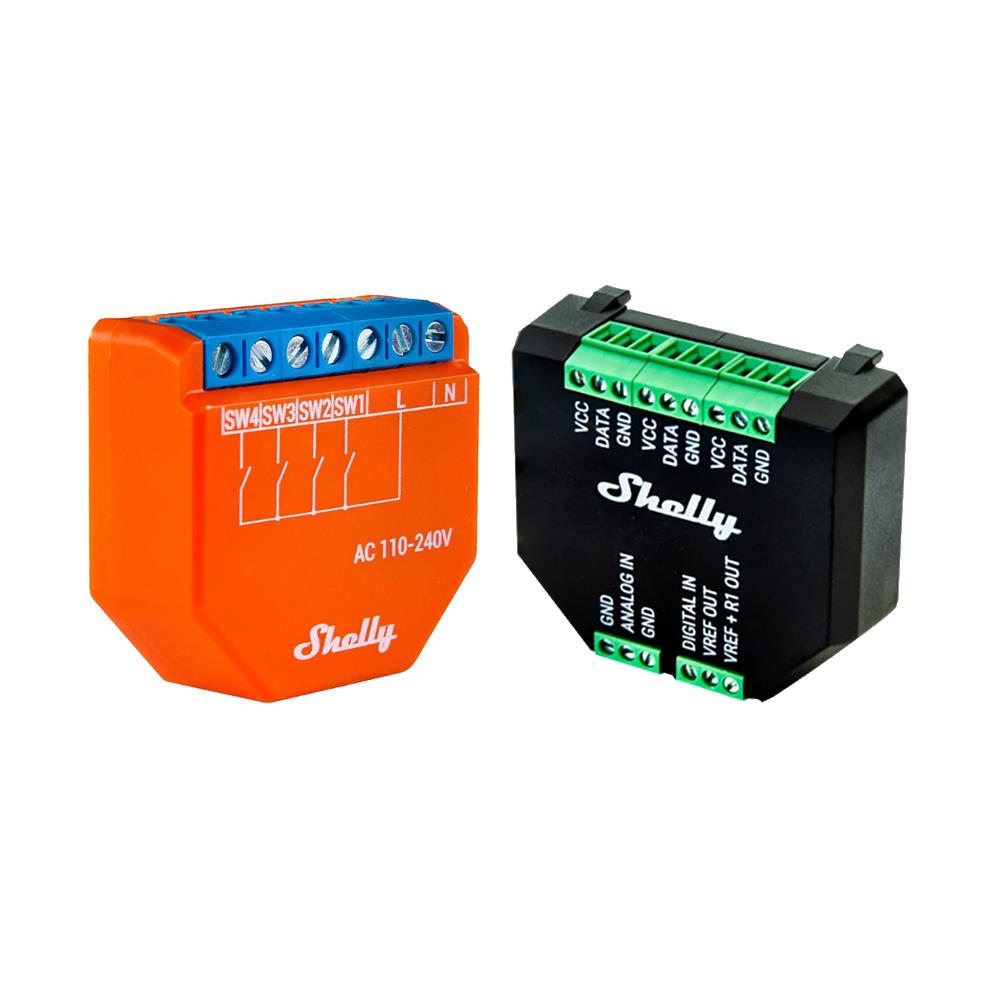 Shelly Plus i4 4 channel smart control unit opt. Plus Addon & DS18B20 Temp Sensor