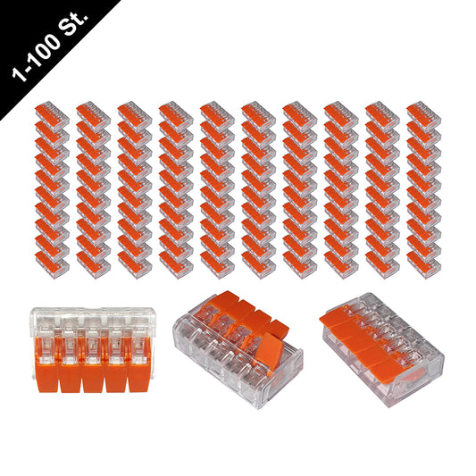 Hebelklemme Verbindungsklemme Kabelklemme Orange 415 5 Leiter 10-100 Stück