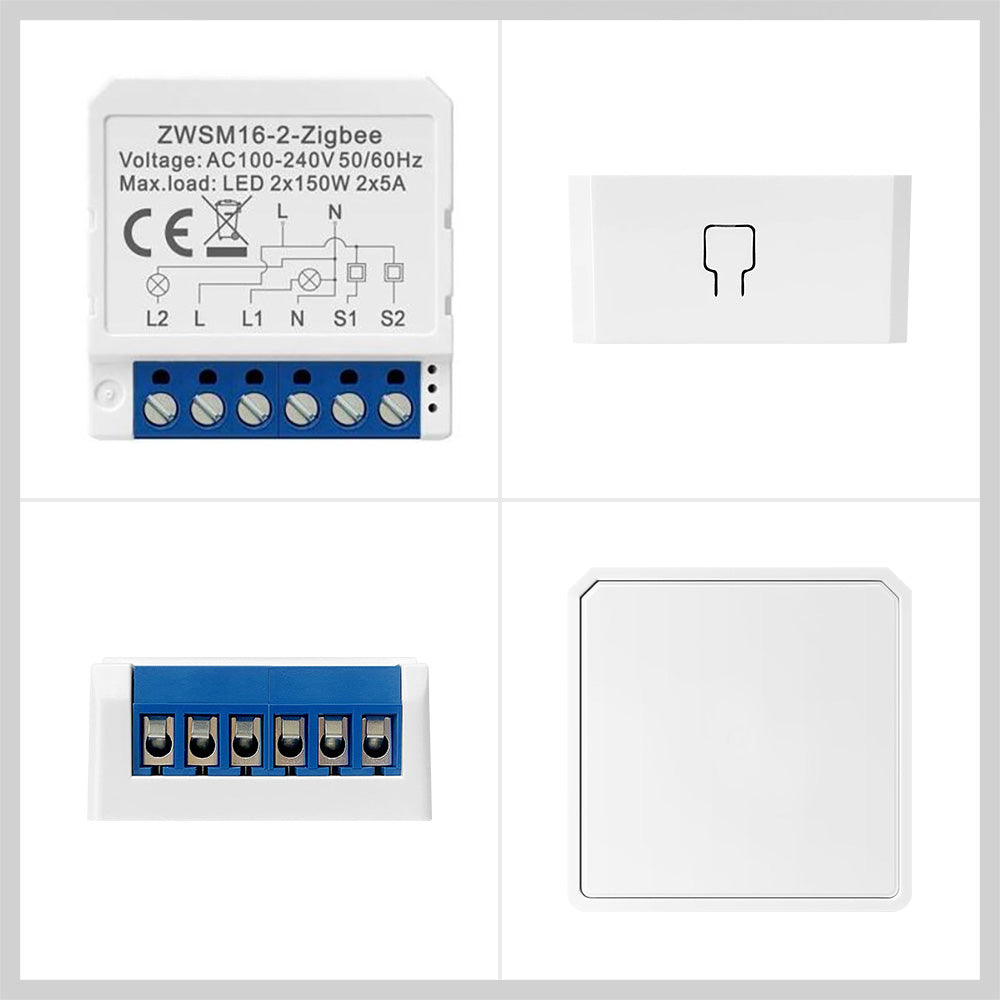 AVATTO ZWSM16-W2 ZigBee 3.0 2 Channel 2CH Smart Switch Module Light Switch TUYA