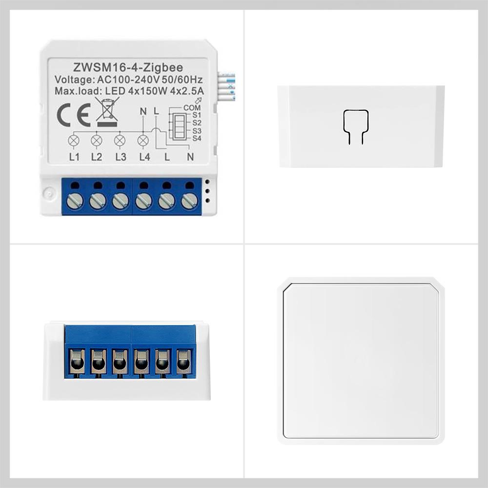 AVATTO ZWSM16-W4 ZigBee 3.0 4 Kanal 4CH Smart Switch Modul Lichtschalter TUYA