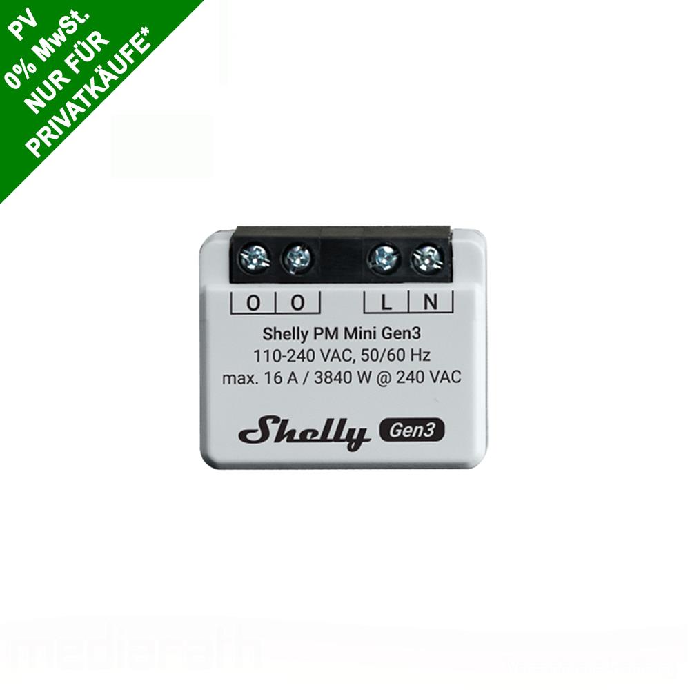 Shelly Plus PM Mini Gen3 16A AC energy feed WiFi PowerMeter Tasmota 15 PV