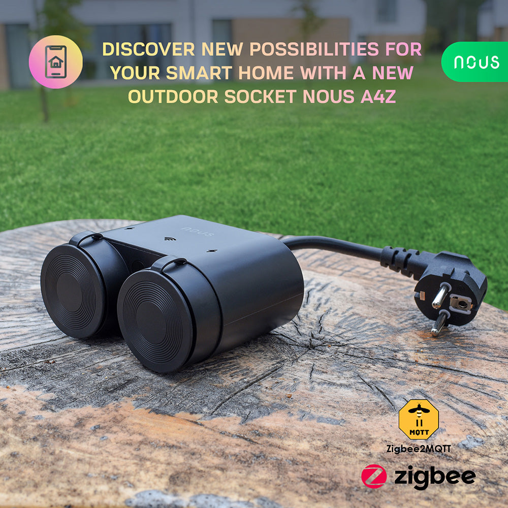 Nous A4Z ZigBee 3.0 IP44 Dual Outdoor Smart Socket 16A Power Consumption Measurement