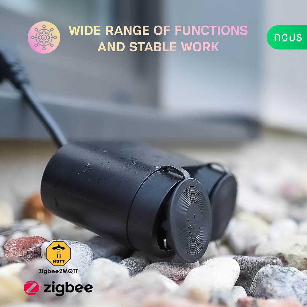 Nous A4Z ZigBee 3.0 IP44 Dual Outdoor Smart Socket 16A Power Consumption Measurement