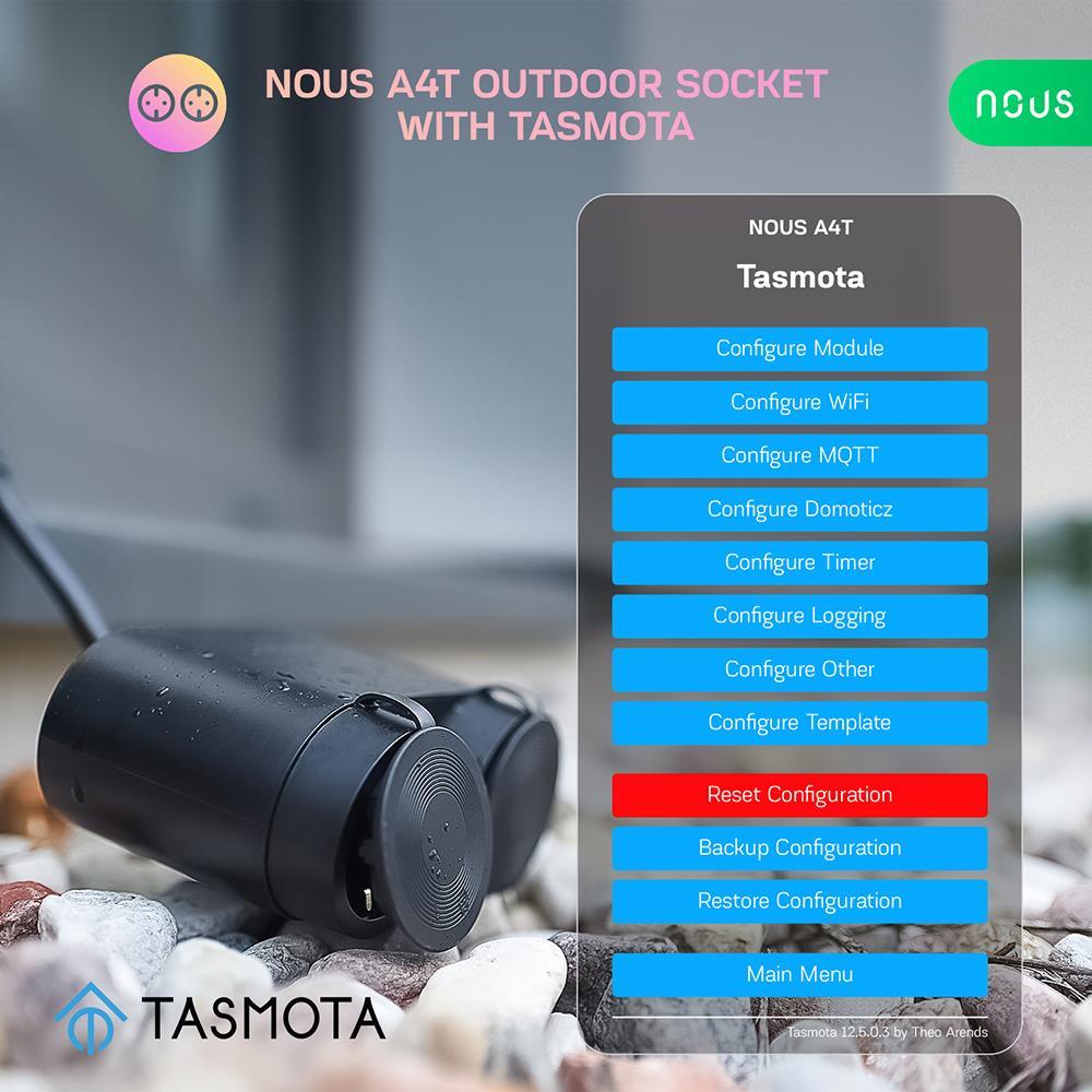 Nous A4T WiFi IP44 Dual Outdoor Smart Socket 16A Power Consumption Meter Tasmota