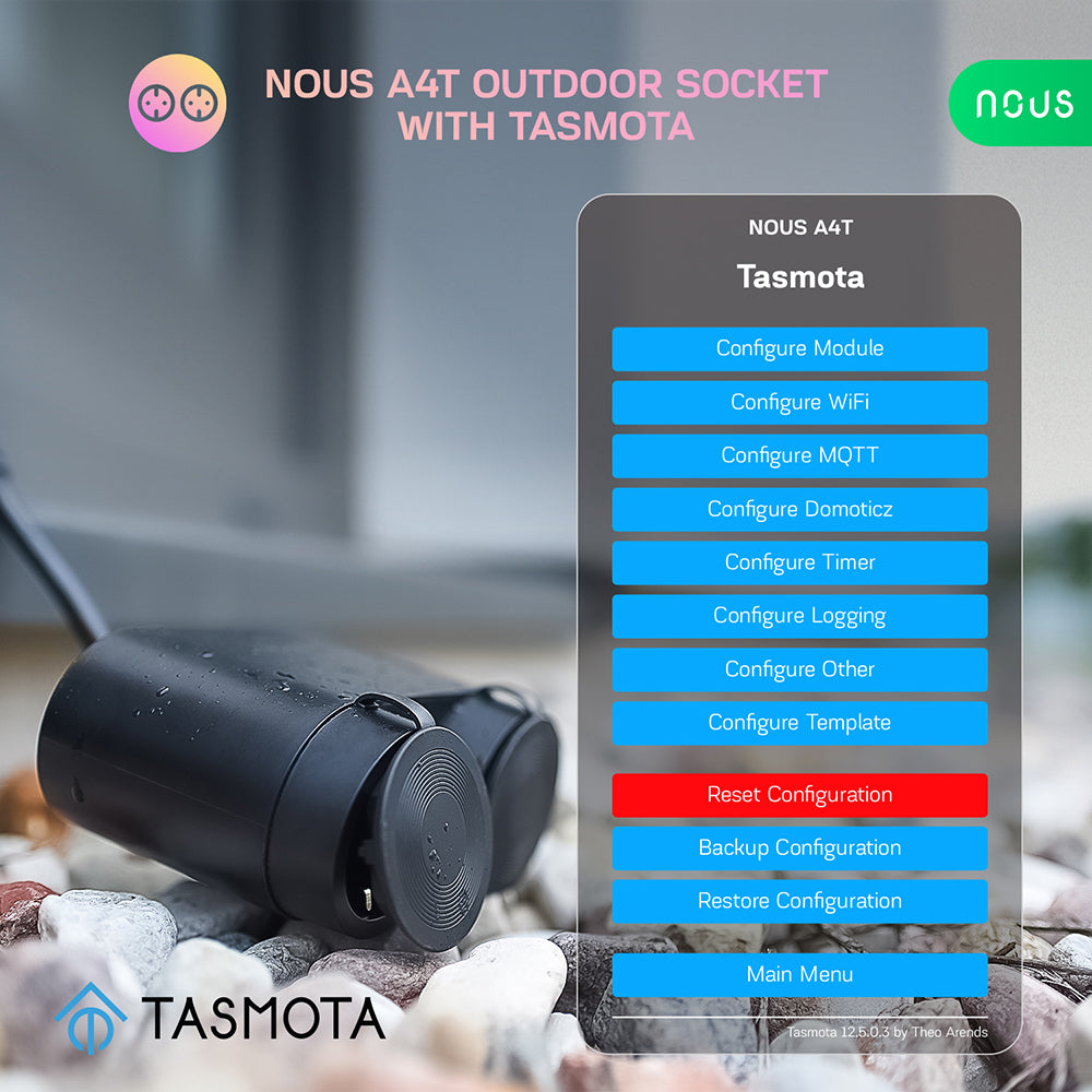 Nous A4T WiFi IP44 Dual Outdoor Smart Socket 16A Power Consumption Meter Tasmota