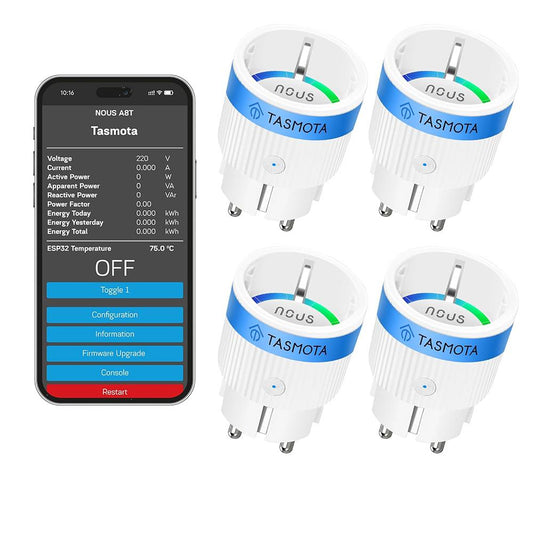4X Nous A8T 10A WiFi Matter Smart Socket Electricity Meter Tasmota - opt. calibrated