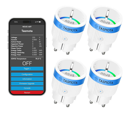4X Nous A8T 10A WiFi Matter Smart Socket Electricity Meter Tasmota - opt. calibrated
