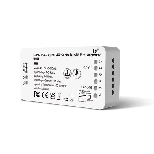 Gledopto GL-C-010WL-D 5V-24V Smart WiFi WLED LED Strip Controller +MIC +UART