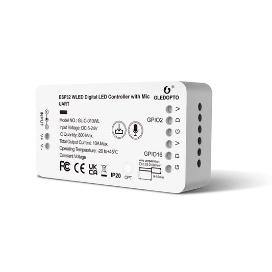 Gledopto GL-C-010WL-D 5V-24V Smart WiFi WLED LED Strip Controller +MIC +UART