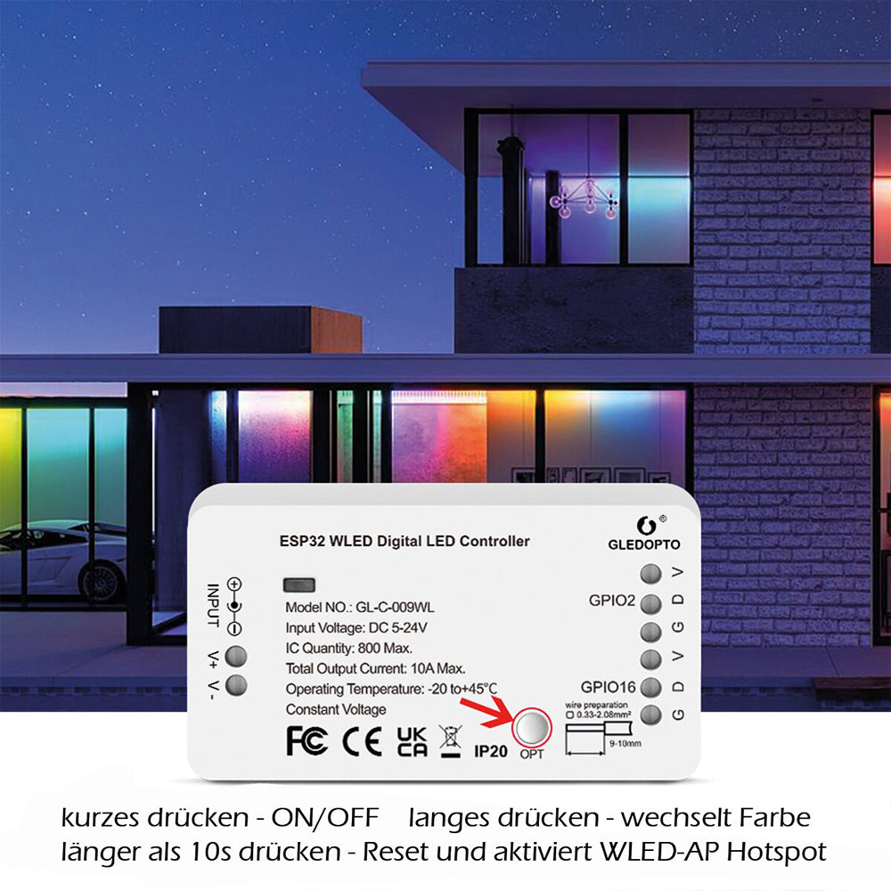 Gledopto GL-C-010WL 5V-24V Smart WiFi WLED LED Strip Controller Microphone