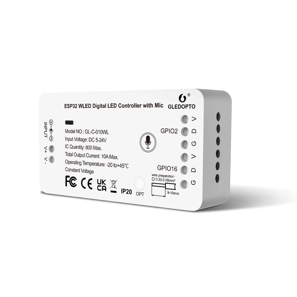 Gledopto GL-C-010WL 5V-24V Smart WiFi WLED LED Strip Controller Microphone