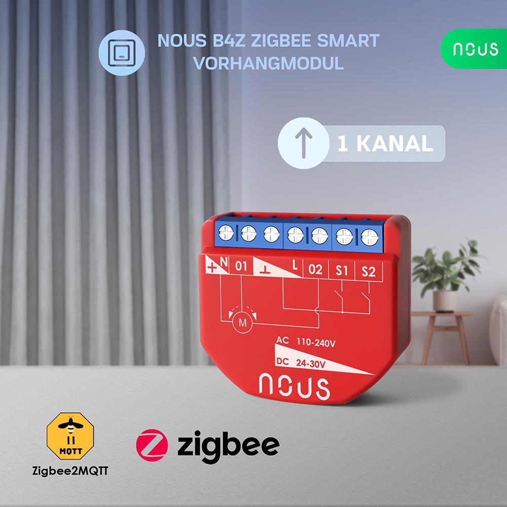 NOUS B4Z Zigbee 3.0 Smart Curtain Module Curtain Roller Shutter Switch AC - DC