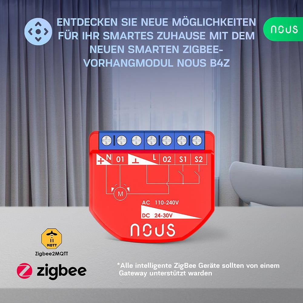 NOUS B4Z Zigbee 3.0 Smart Curtain Module Curtain Roller Shutter Switch AC - DC