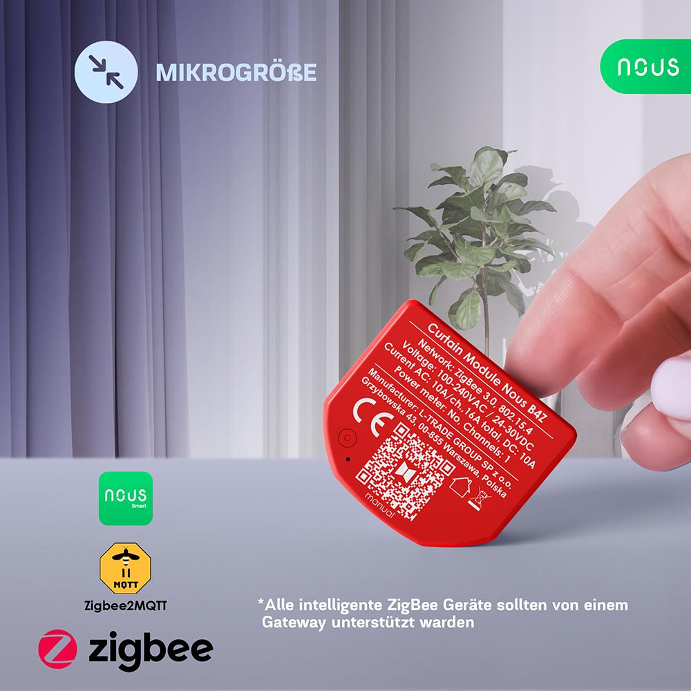 NOUS B4Z Zigbee 3.0 Smart Curtain Module Curtain Roller Shutter Switch AC - DC