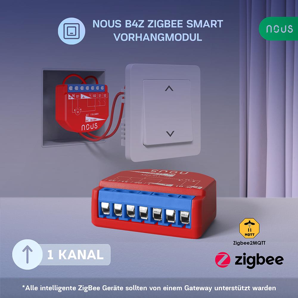 NOUS B4Z Zigbee 3.0 Smart Curtain Module Curtain Roller Shutter Switch AC - DC