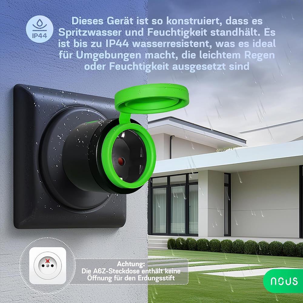 Nous A6Z Zigbee IP44 Outdoor Smart Socket 16A Consumption Measurement ZHA 2MQTT