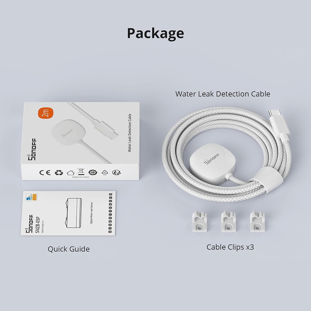 Sonoff WLDC200 Wasserleck Sensor Water Leak Kabel Erweiterung für SNZB-05P 2m