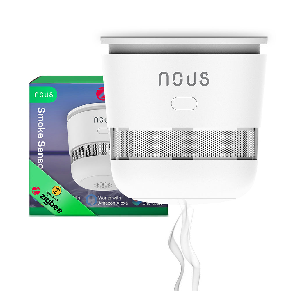 NOUS E8 Zigbee 3.0 Smart Smoke Detector Smoke Sensor Photoelectric 85dB 2MQTT ZHA