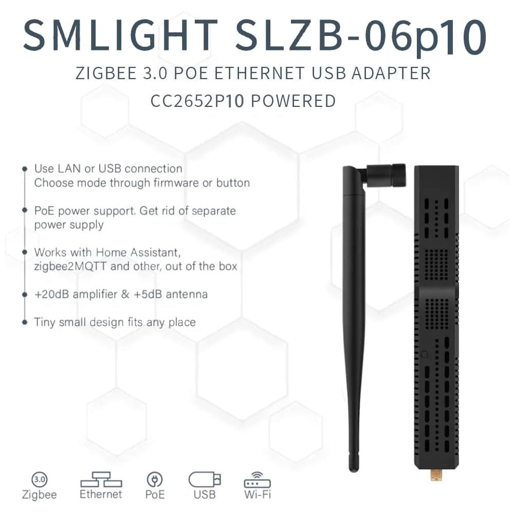 SMLIGHT SLZB-06p10 Zigbee LAN PoE USB Wi-Fi Adapter Zigbee2MQTT ZHA CC2674P10