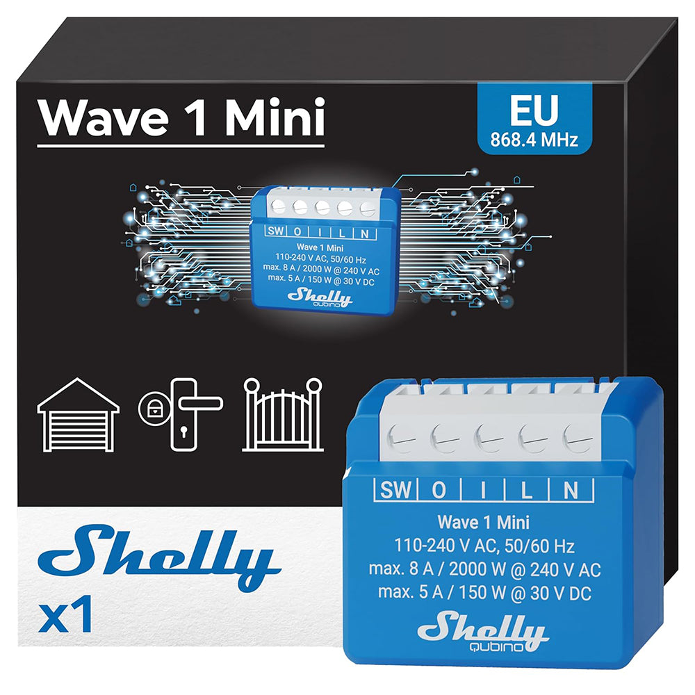 Shelly Wave 1 MINI 1 Channel Smart Switch 8A 240V AC 5A 30V DC Z-WAVE