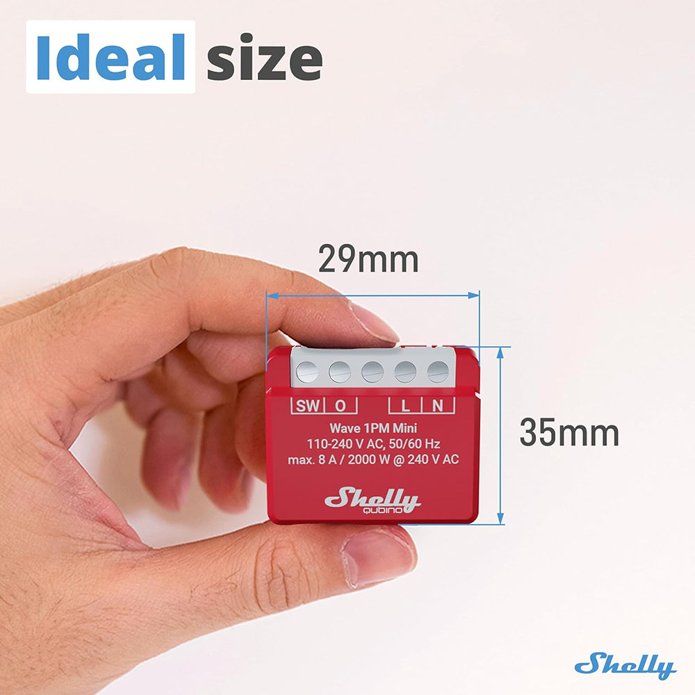 Shelly Wave 1PM MINI 1 Channel Smart Switch with Power Metering 8A 240V AC Z-Wave