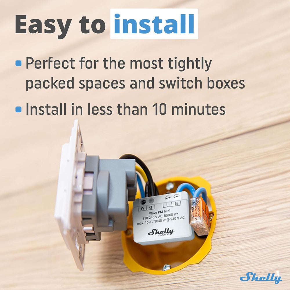 Shelly Wave PM MINI 16A AC Smart Energiemessgerät Stromzähler Z-WAVE