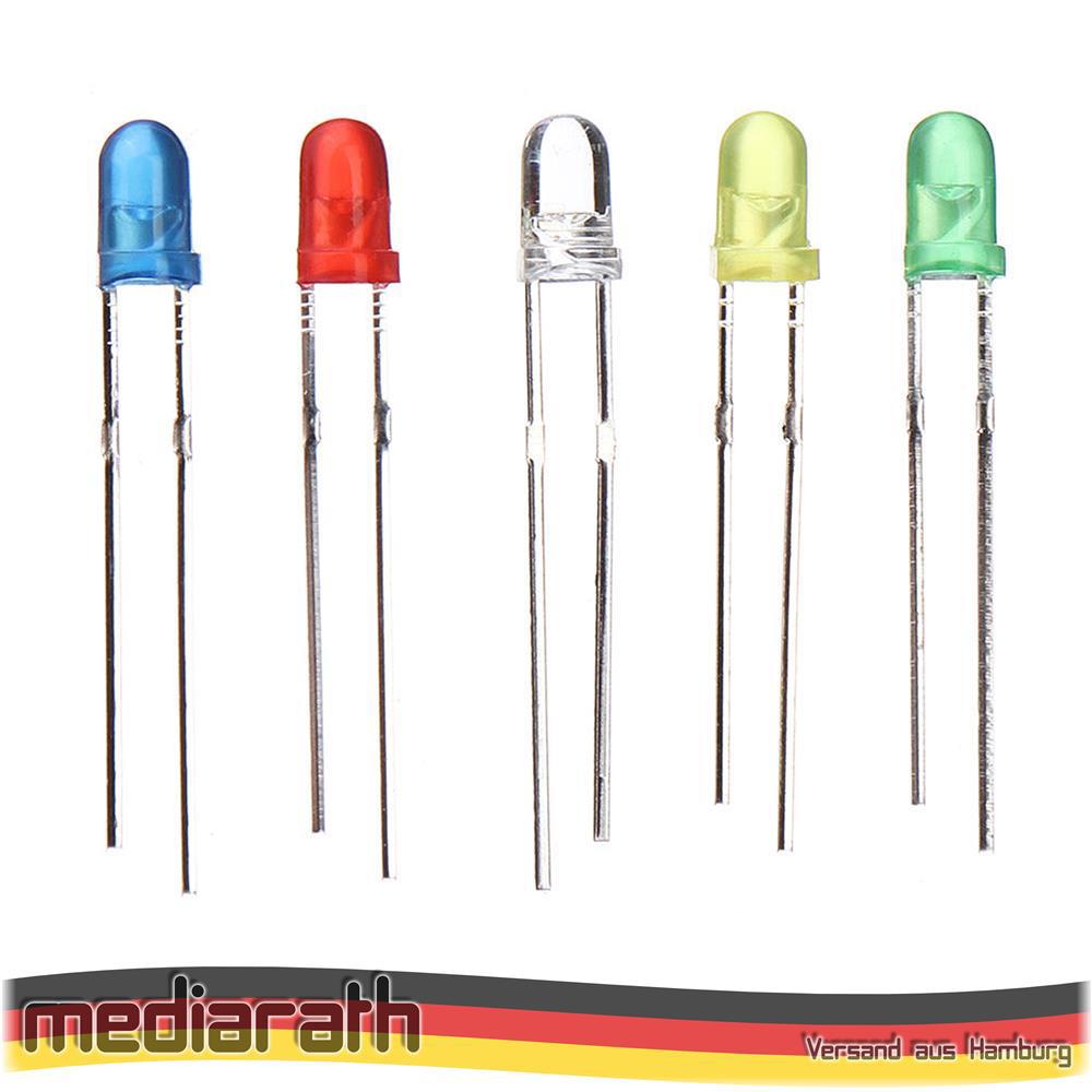 LED Diodes Light 5 Colors Red Green Blue White Yellow 20mA 3mm/5mm for Arduino DIY