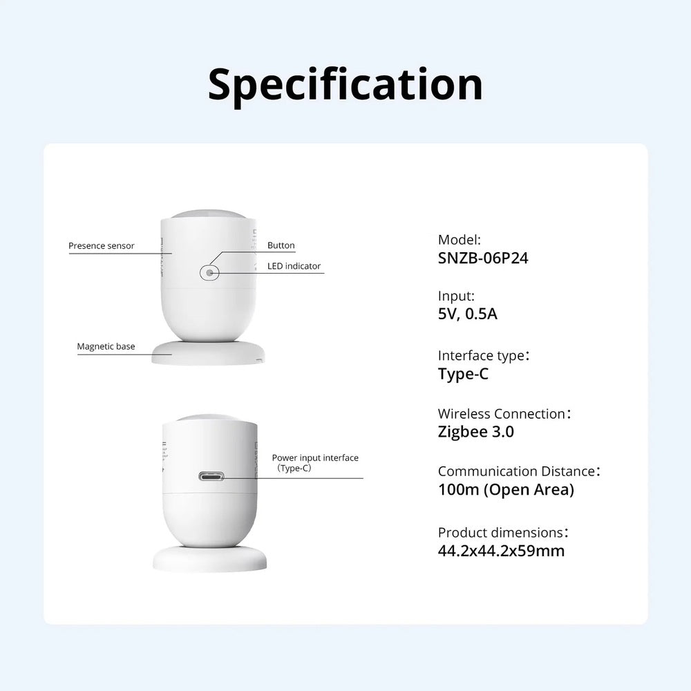 Sonoff SenseGuard Presence Core 24G SNZB-06P24 ZigBee Mikrowellen Präsenzsensor