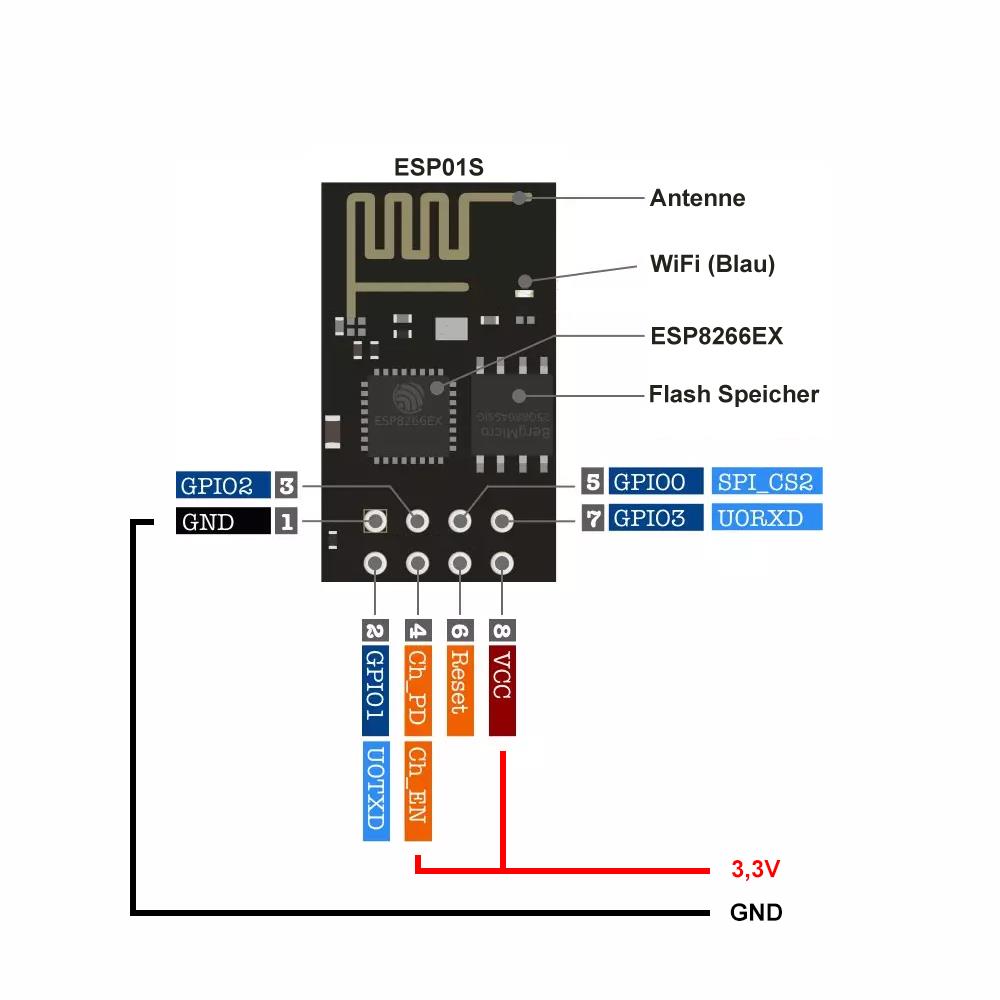 ESP-01S ESP8266 Programmierer Adapter WiFi Modul Arduino IDE, IoT, Tasmota 13