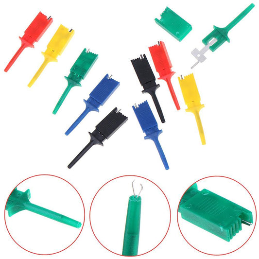 10x Bunte Test Haken Hook Clip Mini Grabbers SMD Logic IC Prüfspitze Dupont