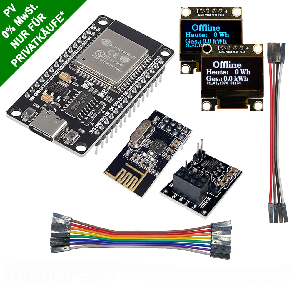 Opendtu Hoymiles DIY Kit Display SSD1306 + ESP32 + NRF24L01PLUS + Socket + Cable PV