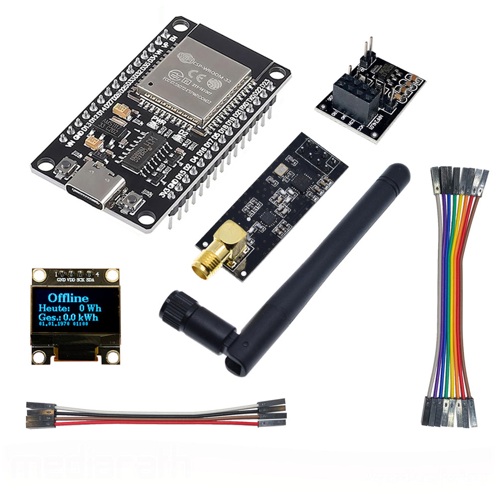 OpenDTU Hoymiles DIY Kit Display SSD1306 ESP32 NRF24L01+ Antenna Socket Cable PV