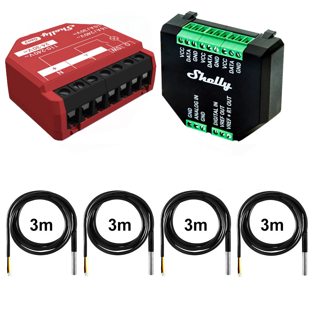 Shelly 1PM Gen3 16A DC-AC Power Metering opt. Plus Addon & DS18B20 Temp Sensor