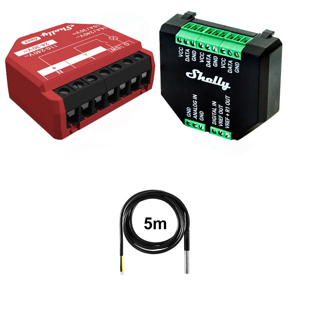 Shelly 1PM Gen3 16A DC-AC Power Metering opt. Plus Addon & DS18B20 Temp Sensor