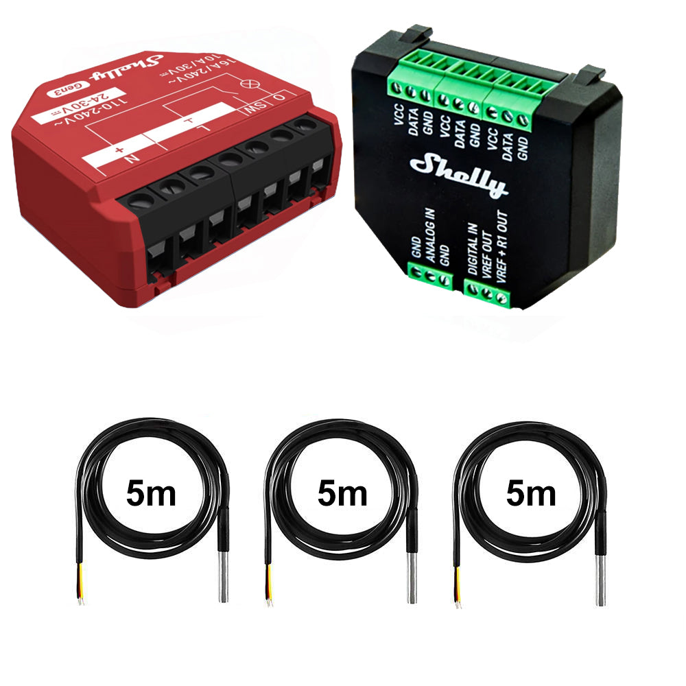 Shelly 1PM Gen3 16A DC-AC Power Metering opt. Plus Addon & DS18B20 Temp Sensor