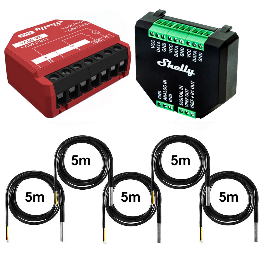 Shelly 1PM Gen3 16A DC-AC Power Metering opt. Plus Addon & DS18B20 Temp Sensor