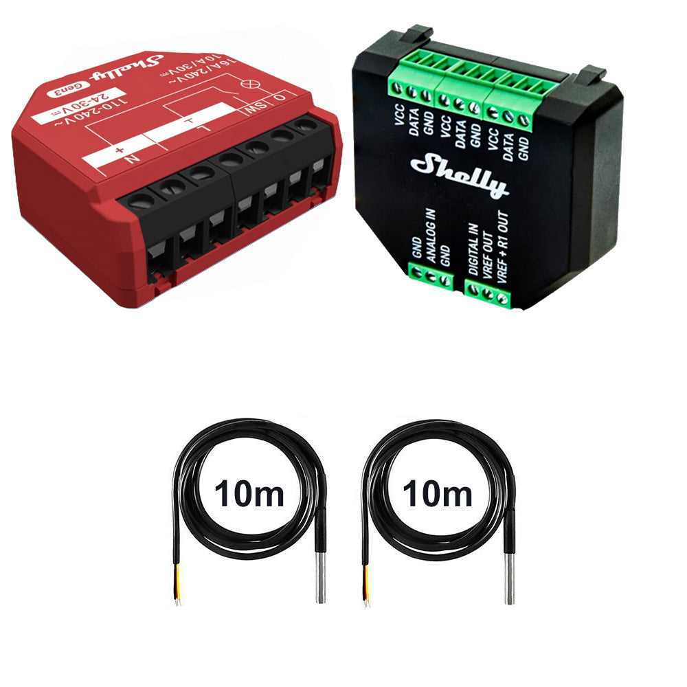 Shelly 1PM Gen3 16A DC-AC Power Metering opt. Plus Addon & DS18B20 Temp Sensor