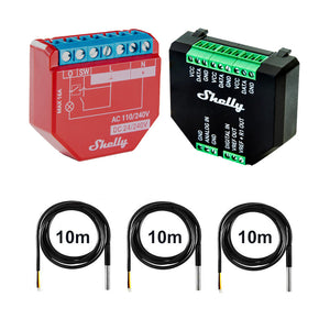 Shelly Plus 1PM + Plus Addon + DS18B20 Temp Sensor 16A DC-AC WiFi Power Metering